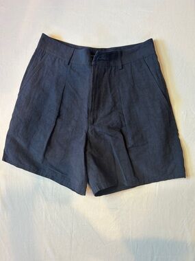 Theyskens’ Theory Women’s Linen- Cotton Navy Blend Shorts